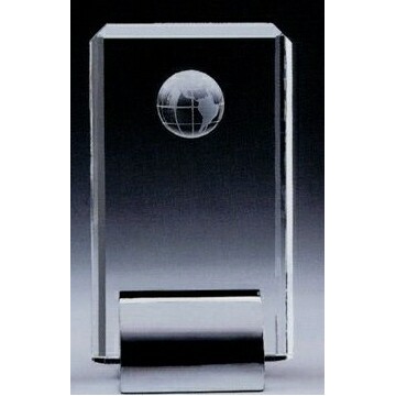 Small Crystal Globe Tower Award (3½"x2"x6-3/8")