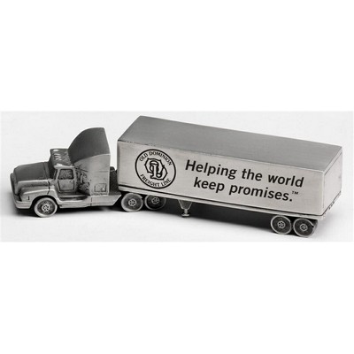 Tractor Trailer Replica Paperweight w/ Silk Screened Imprint