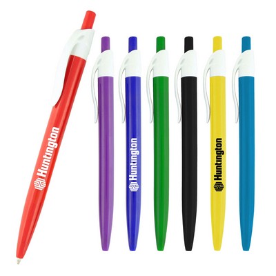 Preston B Ballpoint click Pen W/ Colored Barrel & White Clip