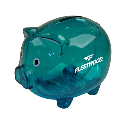 4"x3"x 3 1/2" Aqua Colored Piggy Bank