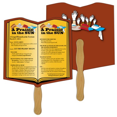 Open Book Hand Fan Full Color (2 Sides)