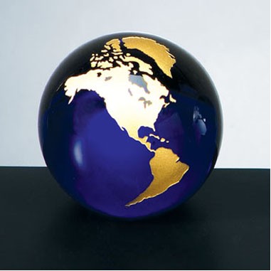 Cobalt Blue Molten Glass World Globe (3")