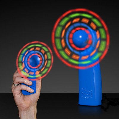 LED Blue Promotional Mini Light Up Fan - BLANK