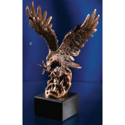 Antique Gold Finish Eagle on Black Base (14")