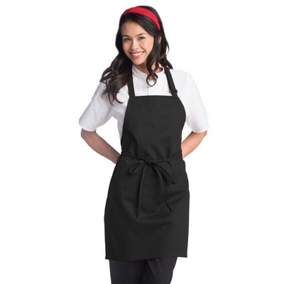 Adjustable Neck Mid Length No-Pocket Apron (Black)