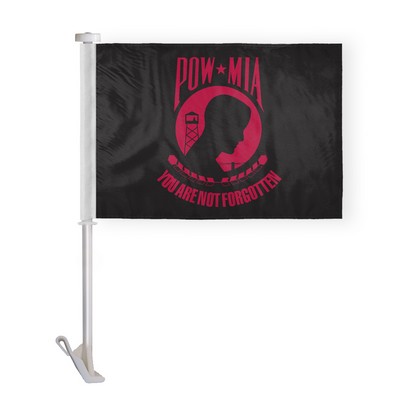 POW MIA Car Flags 12x16 inch Economy (black & red)