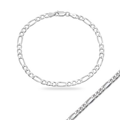 7" 14K White Gold Figaro Chain Bracelet - 3.0gm