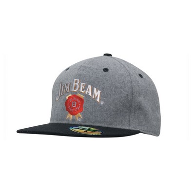 Grey Marle Flannel Flat Bill Snapback Cap (Embroidered)