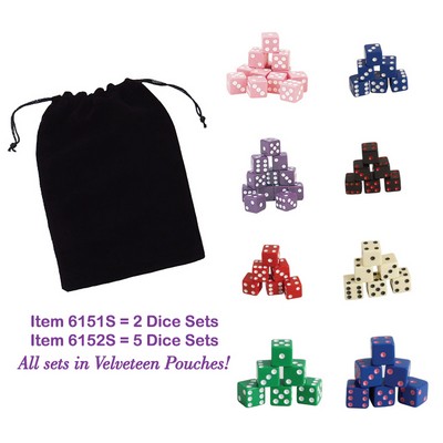 16MM Dice Sets (5 Dice in Velveteen Pouch)