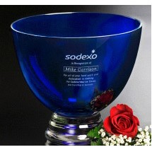 Cobalt Pedestal Bowl 8-1/2" Dia.