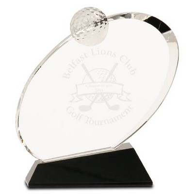 Crystal Oblong Golf Award, 6"H