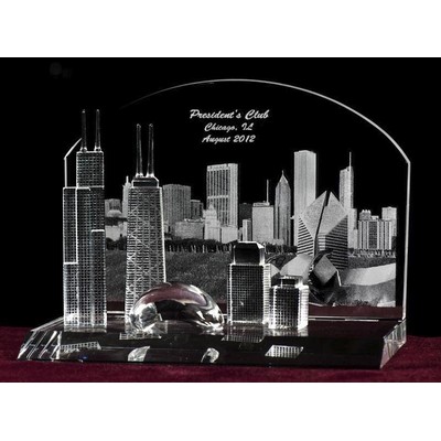 Crystal Chicago Cityscape Sculpture