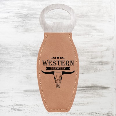 Light Brown Leatherette Bottle Opener w/Magnet