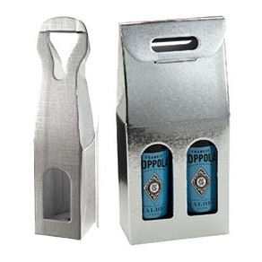 Argento Silver Linen Wine Bottle Carrier Box