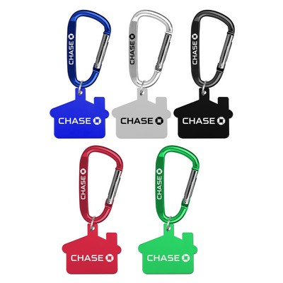 House Shaped Aluminum Key Holder & Dog Tag w/7 Cm Carabiner