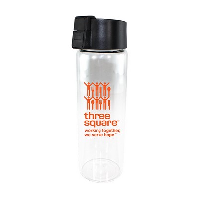 20 Oz. Durable Clear Glass Bottle w/Flip Top Lid