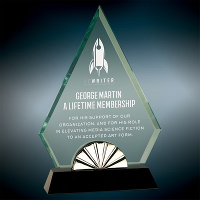 Large Diamond Horizon Glass Award w/Silver Trim