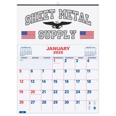 Red/Blue Large Memo Apron Calendar