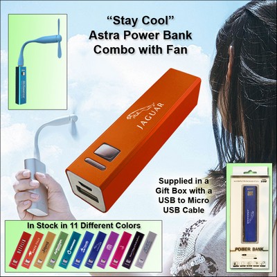 Orange 2200 mAh Astra Power Bank Combo w/Fan