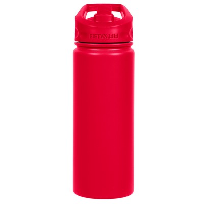 18oz Cherry Red Bottle with Straw Lid