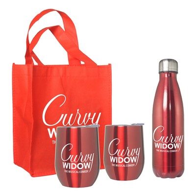 Goblet & Bottle Set w/Non-Woven Mini Gift Tote Bag