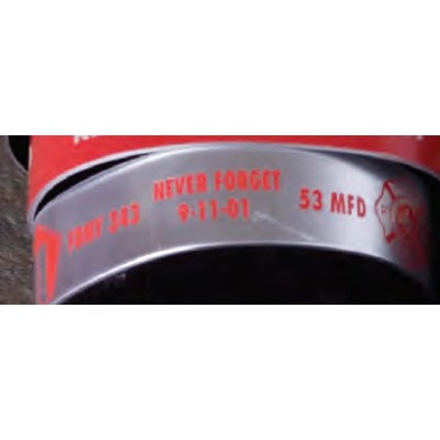 Aluminum cuff bracelet (6.25" x 1/2" wide) with a full color, sublimated imprint. Made in the USA