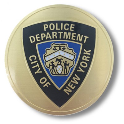 2" NYC Police Department Etched Enameled Medallion Insert Disc