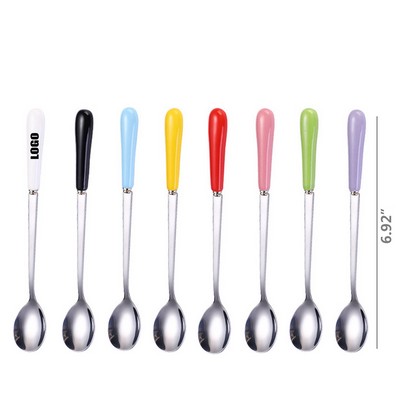 6.92 Inch Ceramic Handle Steel Spoon