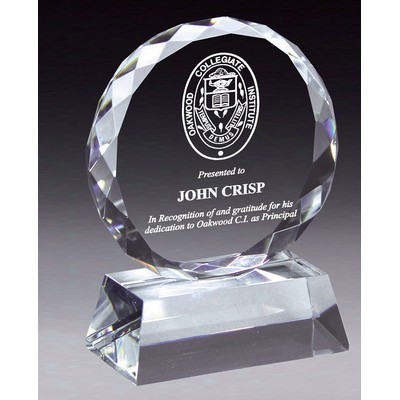 Crystal Gem Cut Circle Award Series on Clear Crystal Base, X-Small (2-1/2"x 3"H)