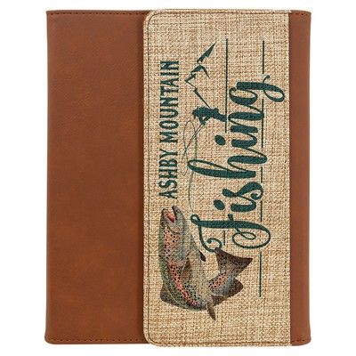 7" x 9" - Burlap and Leatherette Portfolio Notebook