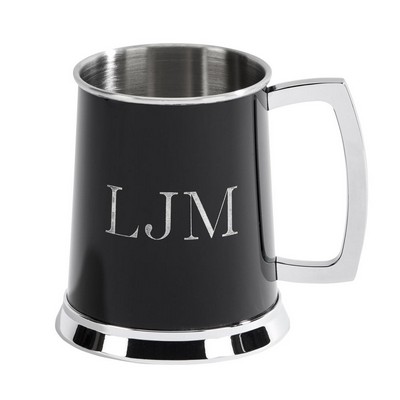 Bright & Black 2 Tone Ss Tankard, 4.5" H