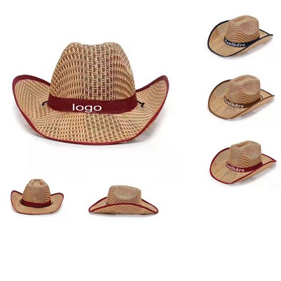 Adult Wide Brim Straw Summer Cowboy Hat