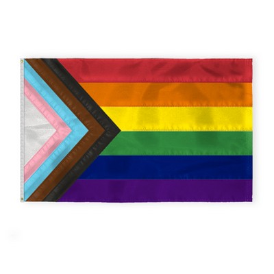 5 ' x 8 ' 1ply Nylon Progressive Pride Deluxe Flag