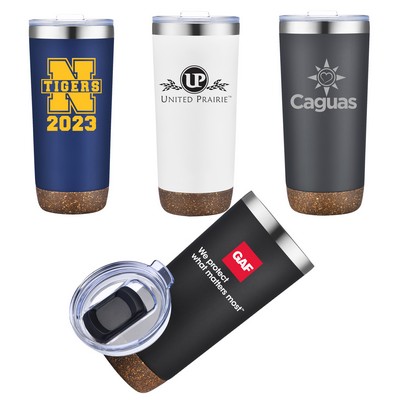 22 Oz. Vacuum Sealed Travel Tumbler w/Powdered Finish & Natural Cork Bottom Base