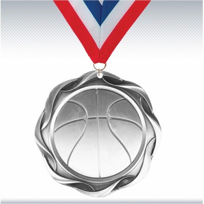 3" Silver Fusion Basketball Medal