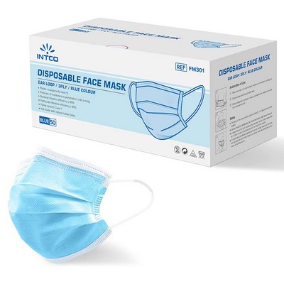 3 Ply Civil Blue Face Mask (6.88"x3.74") - Box of 50