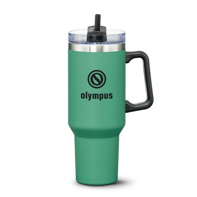 Compeer Handle Travel Mug w/Straw - 40oz Sage Green