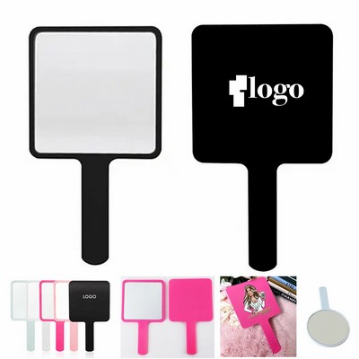 Handheld Small Square Mirror With Handle For Makeup