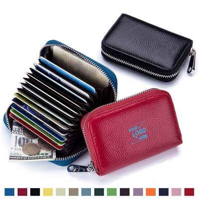 Unisex Leather RFID Blocking Credit Card Wallet for Adults