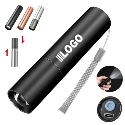 Mini Portable Strong Light Zoom Flashlight