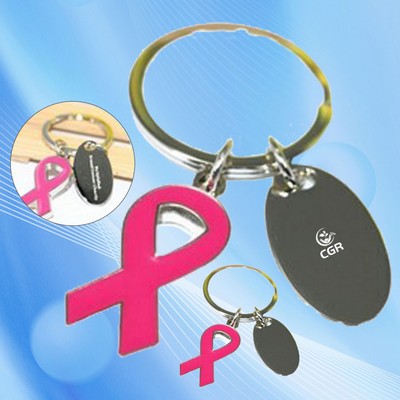 Pink Ribbon Enamel Key Ring