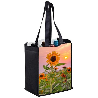 Full Color Sublimated PET Non-Woven 6 Bottle Tote Bag w/ Gusset - 2 Sided (10" x 12" x 7")