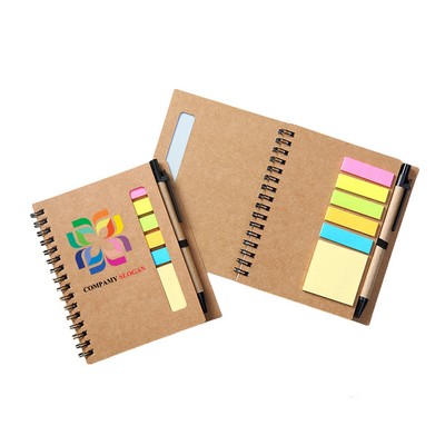 60 Sheets Spiral Notebook with Pen and Sticky