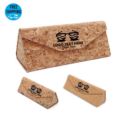 Foldable Triangle Cork Sunglasses Box/Eyeglass Holder Case