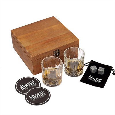 Premium Whiskey Glasses & Stones Gift Set