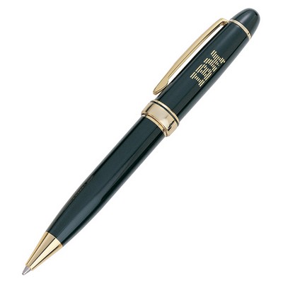 Executive Black, Full-Sized Ballpoint Pen with Gold Accents