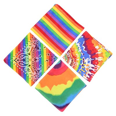 LGBT Rainbow Rainbow Polyester Bandana Stripe Square Scarf 21"x21"