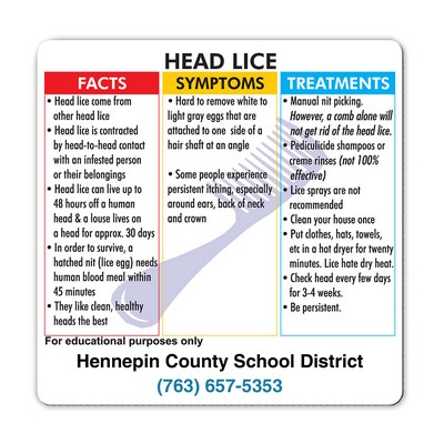 Health & Safety Laminated Head Lice Magnet