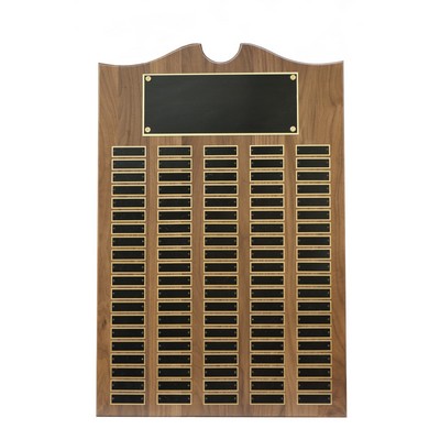 Roster Series American Walnut Plaque w/ 100 Individual Black Brass Plates (20"x30")