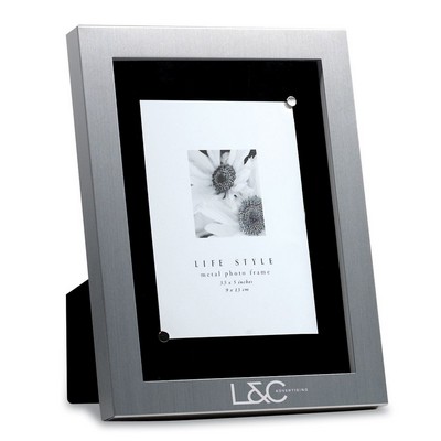 Brushed Aluminum Shadow Box Frame with Black Matte (6"x7-1/2" Opening)